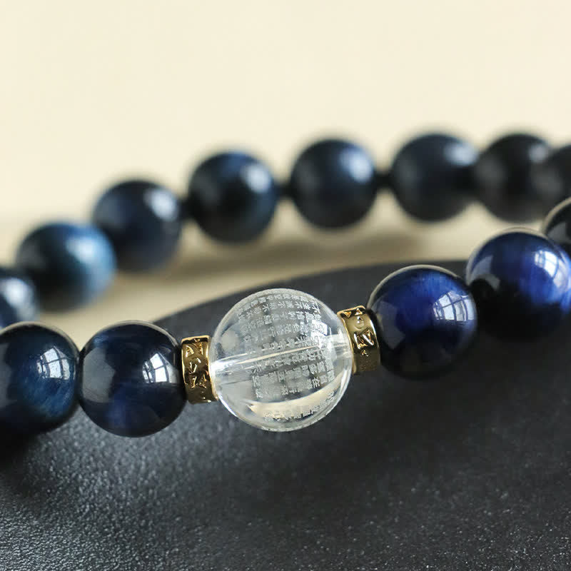 Buddha Stones Bracelet positif en quartz fraise et œil de tigre bleu - image 8