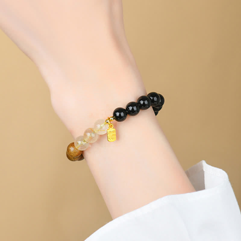 Buddha Stones Bracelet porte-bonheur des cinq éléments Fu en quartz fraise et citrine - image 21