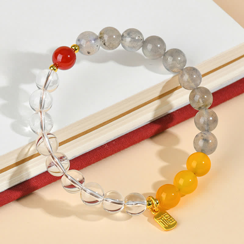 Buddha Stones Bracelet porte-bonheur des cinq éléments Fu en quartz fraise et citrine - image 10