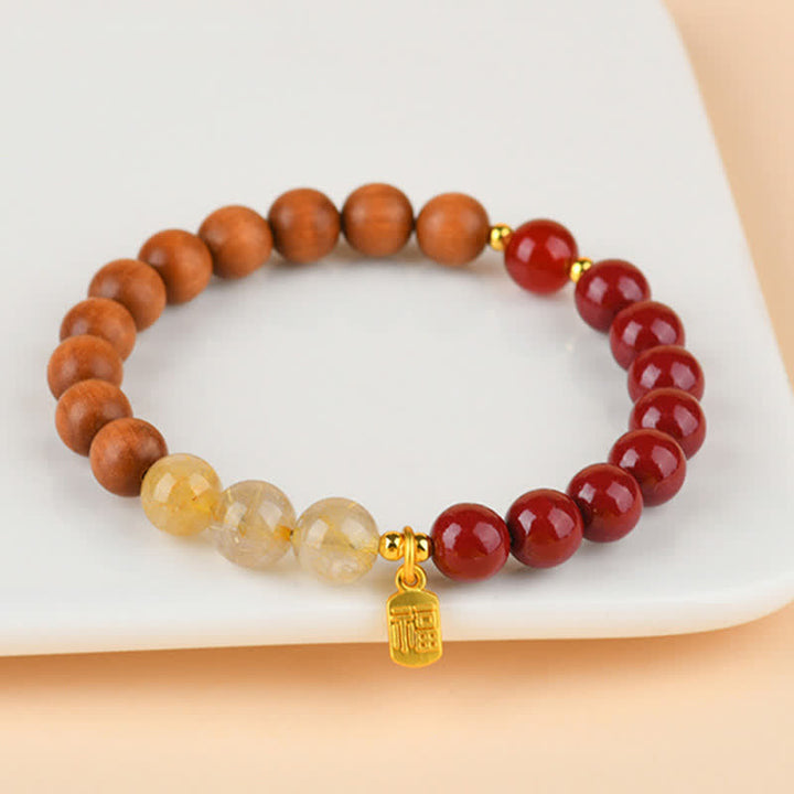 Buddha Stones Bracelet porte-bonheur des cinq éléments Fu en quartz fraise et citrine - image 15