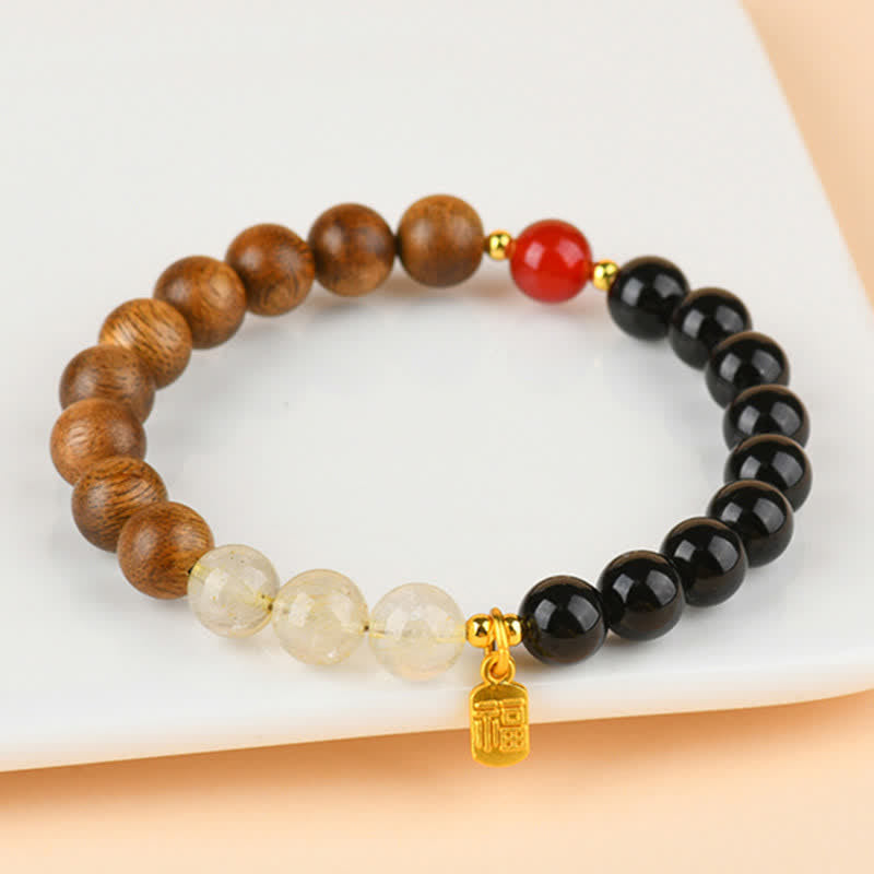 Buddha Stones Bracelet porte-bonheur des cinq éléments Fu en quartz fraise et citrine - image 20