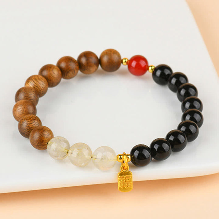 Buddha Stones Bracelet porte-bonheur des cinq éléments Fu en quartz fraise et citrine - image 20