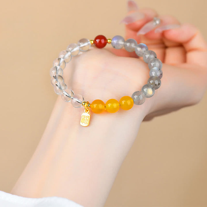 Buddha Stones Bracelet porte-bonheur des cinq éléments Fu en quartz fraise et citrine - image 11