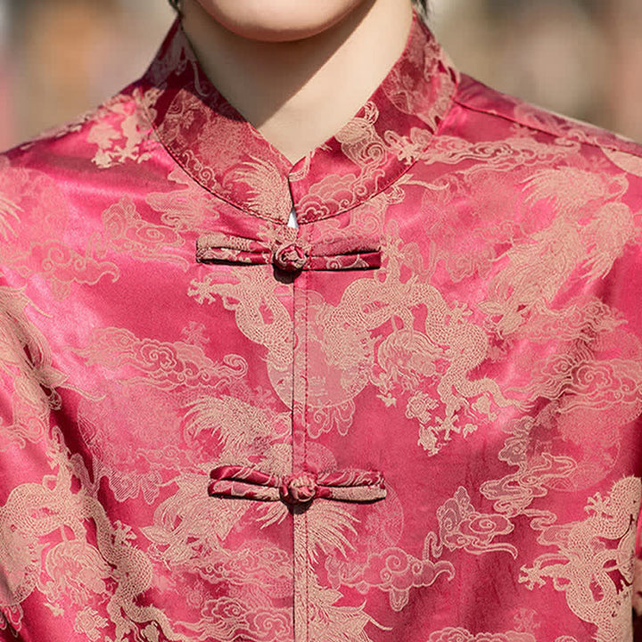 Buddha Stones Chemises à manches courtes pour hommes, style Tang, avec boutons grenouille et motifs animaux - image 8