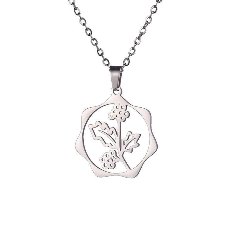 Buddha Stones Collier pendentif lotus en acier titane, symbole de naissance et d'illumination - Houx - Acier titane argenté - image 23