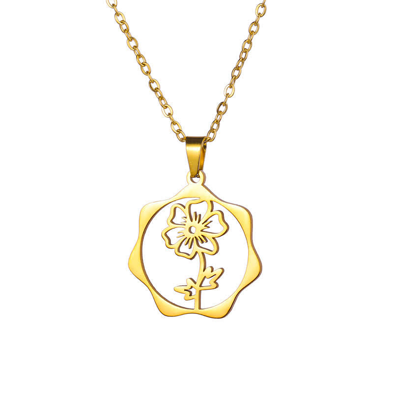 Buddha Stones Collier pendentif lotus en acier titane, symbole de naissance et d'illumination - Cosmos - Acier titane doré - image 20