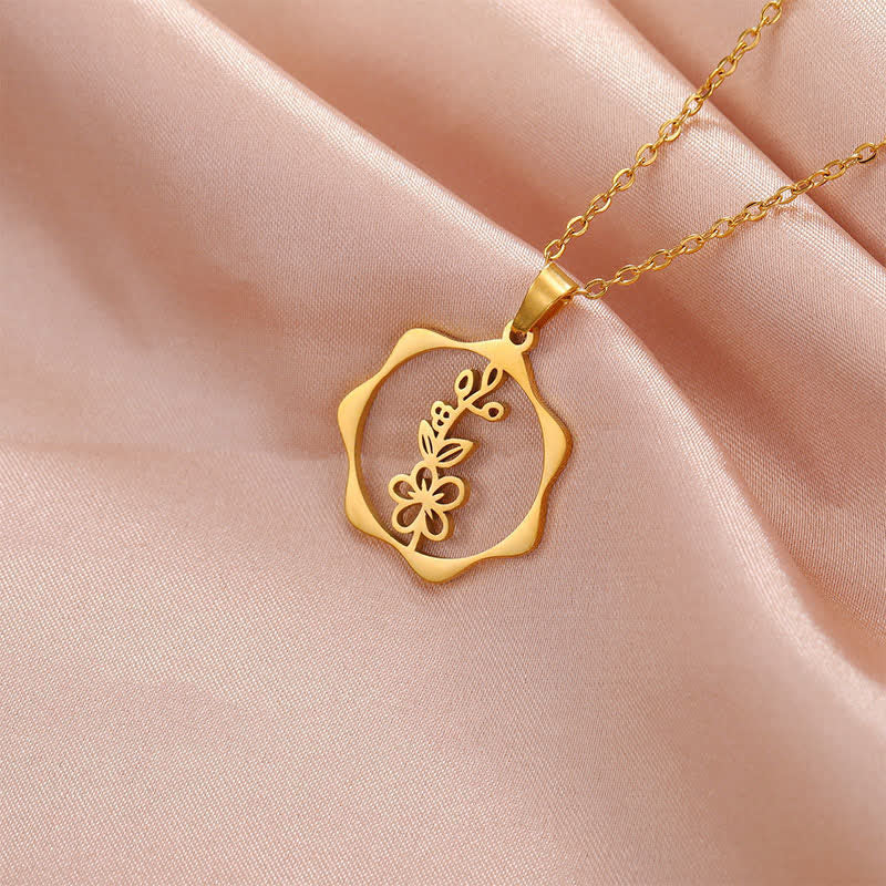 Buddha Stones Collier pendentif lotus en acier titane, symbole de naissance et d'illumination - image 7
