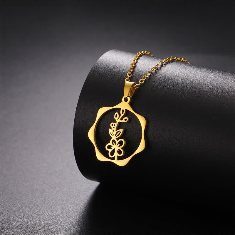 Buddha Stones Collier pendentif lotus en acier titane, symbole de naissance et d'illumination - image 6