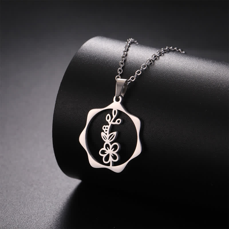 Buddha Stones Collier pendentif lotus en acier titane, symbole de naissance et d'illumination - image 3