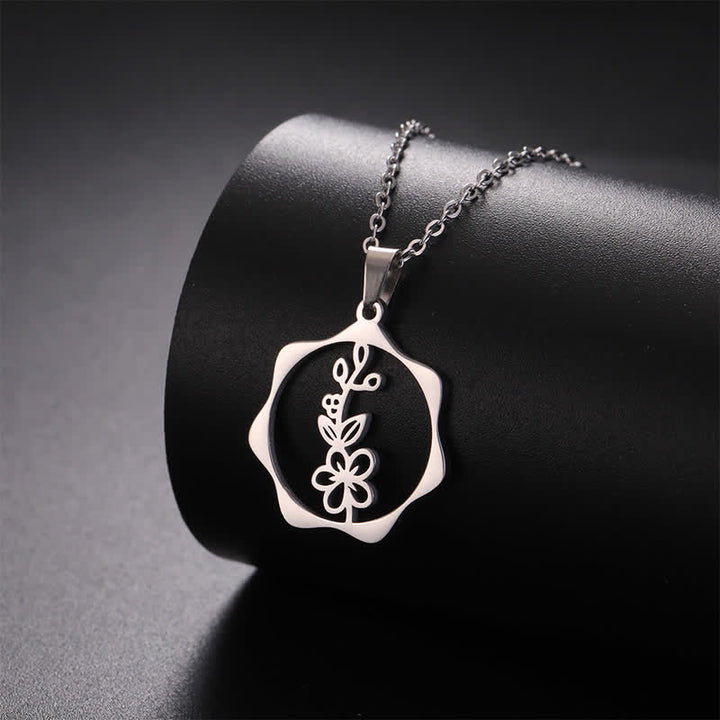 Buddha Stones Collier pendentif lotus en acier titane, symbole de naissance et d'illumination - image 3