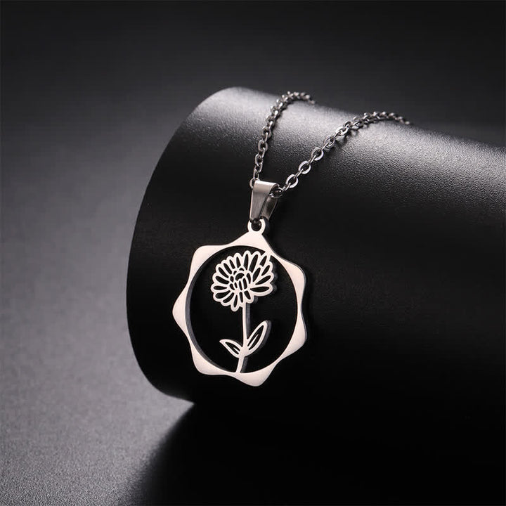 Buddha Stones Collier pendentif lotus en acier titane, symbole de naissance et d'illumination - image 9