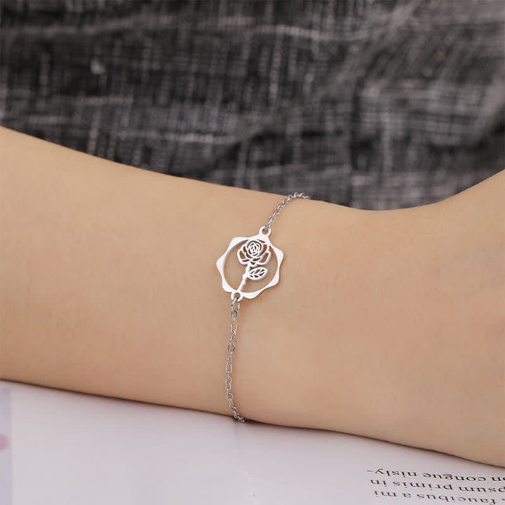 Buddha Stones Bracelet en acier titane avec fleur de naissance, symbole de nouveau départ - image 3