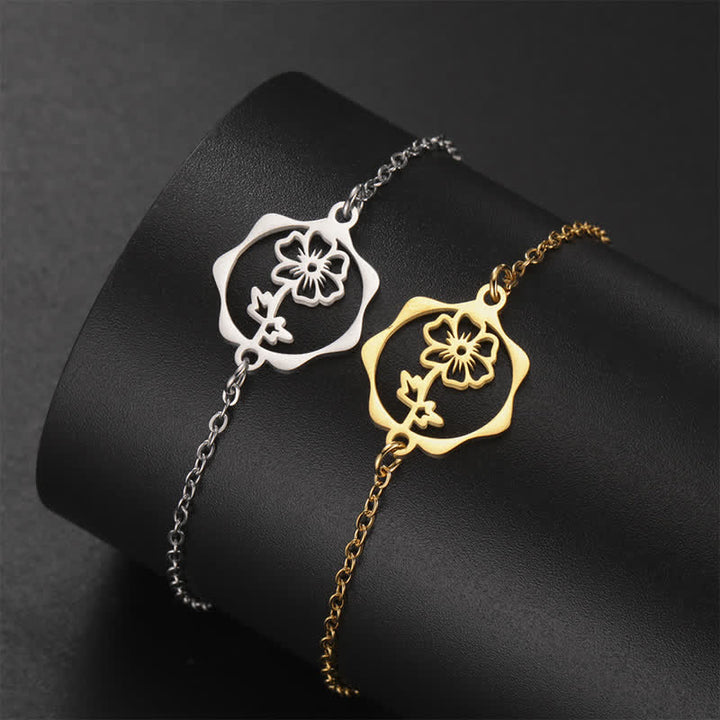 Buddha Stones Bracelet en acier titane avec fleur de naissance, symbole de nouveau départ - image 18