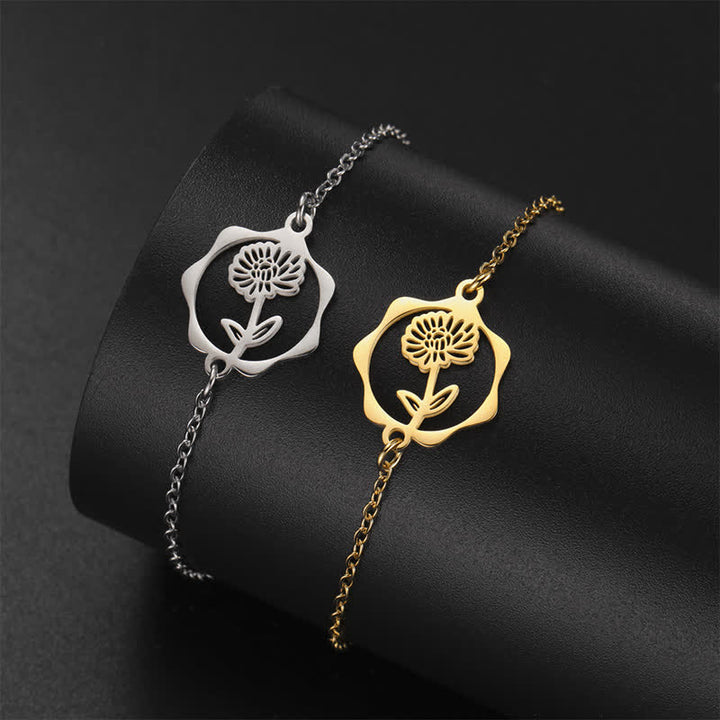 Buddha Stones Bracelet en acier titane avec fleur de naissance, symbole de nouveau départ - image 9