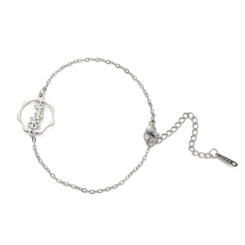 Buddha Stones Bracelet en acier titane avec fleur de naissance, symbole de nouveau départ - Fleur d'aubépine - Acier titane argenté - image 25