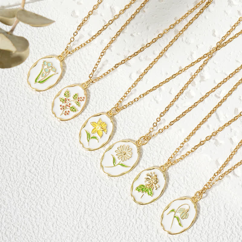 Buddha Stones Collier pendentif renforcé en acier titane avec fleur de naissance - image 0