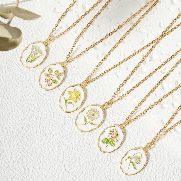 Buddha Stones Collier pendentif renforcé en acier titane avec fleur de naissance - image 0