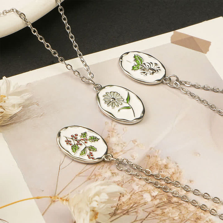 Buddha Stones Collier pendentif renforcé en acier titane avec fleur de naissance - image 30
