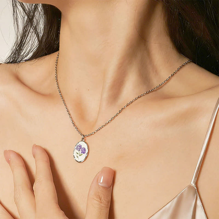 Buddha Stones Collier pendentif renforcé en acier titane avec fleur de naissance - image 19