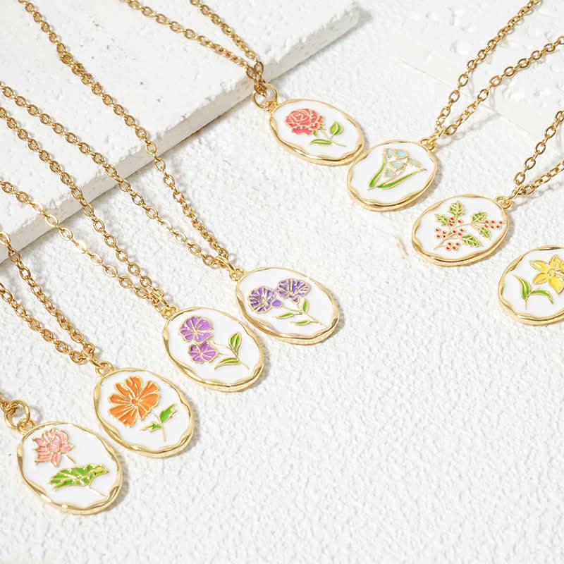 Buddha Stones Collier pendentif renforcé en acier titane avec fleur de naissance - image 36