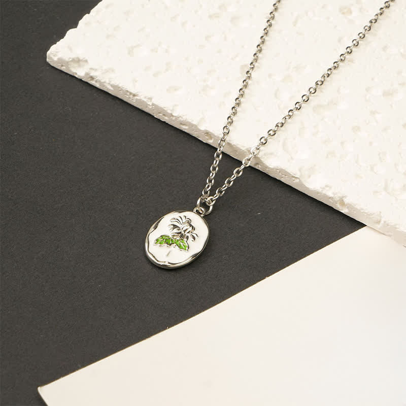 Buddha Stones Collier pendentif renforcé en acier titane avec fleur de naissance - Chrysanthème - Acier titane argenté - image 24