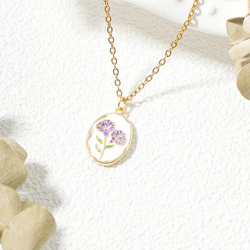 Buddha Stones Collier pendentif renforcé en acier titane avec fleur de naissance - Gloire du matin - Acier au titane doré - image 17