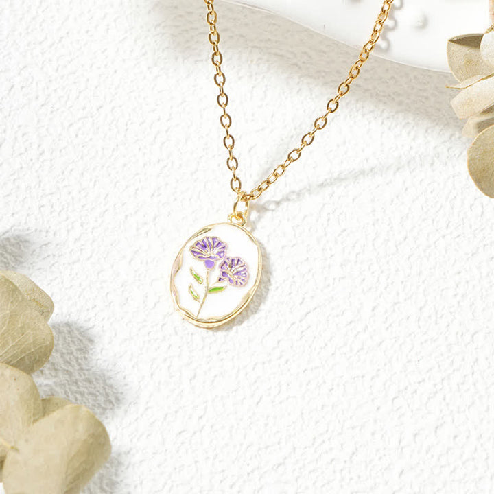 Buddha Stones Collier pendentif renforcé en acier titane avec fleur de naissance - Gloire du matin - Acier au titane doré - image 17