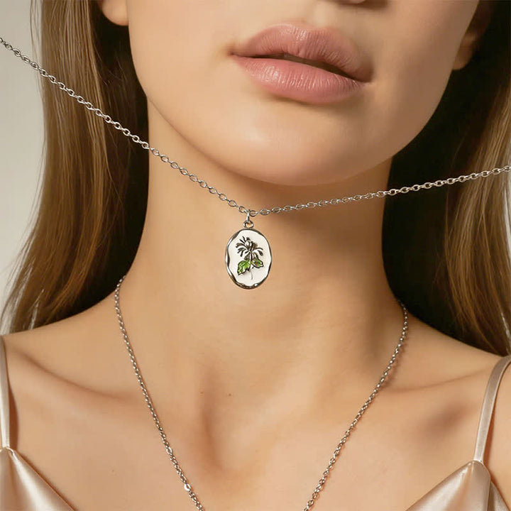 Buddha Stones Collier pendentif renforcé en acier titane avec fleur de naissance - image 25