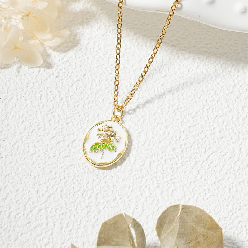Buddha Stones Collier pendentif renforcé en acier titane avec fleur de naissance - Chrysanthème - Acier au titane doré - image 23