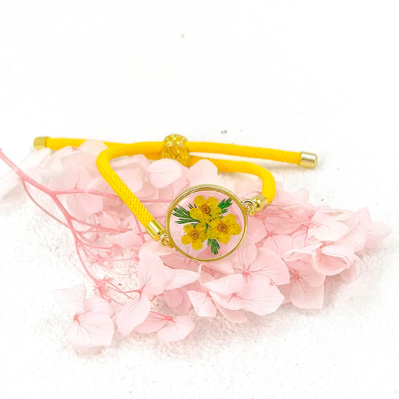 Buddha Stones Bracelet en résine fait main avec fleur de naissance et corde tressée ajustable - Narcisse (Tour de poignet : 17–22 cm) - image 5