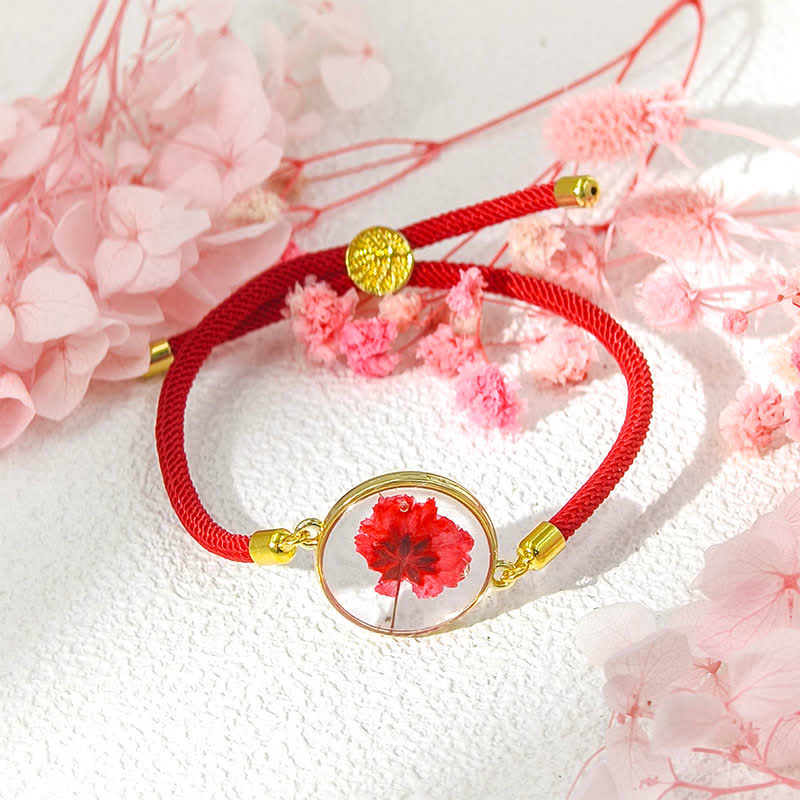 Buddha Stones Bracelet en résine fait main avec fleur de naissance et corde tressée ajustable - Rose (Tour de poignet : 17–22 cm) - image 8