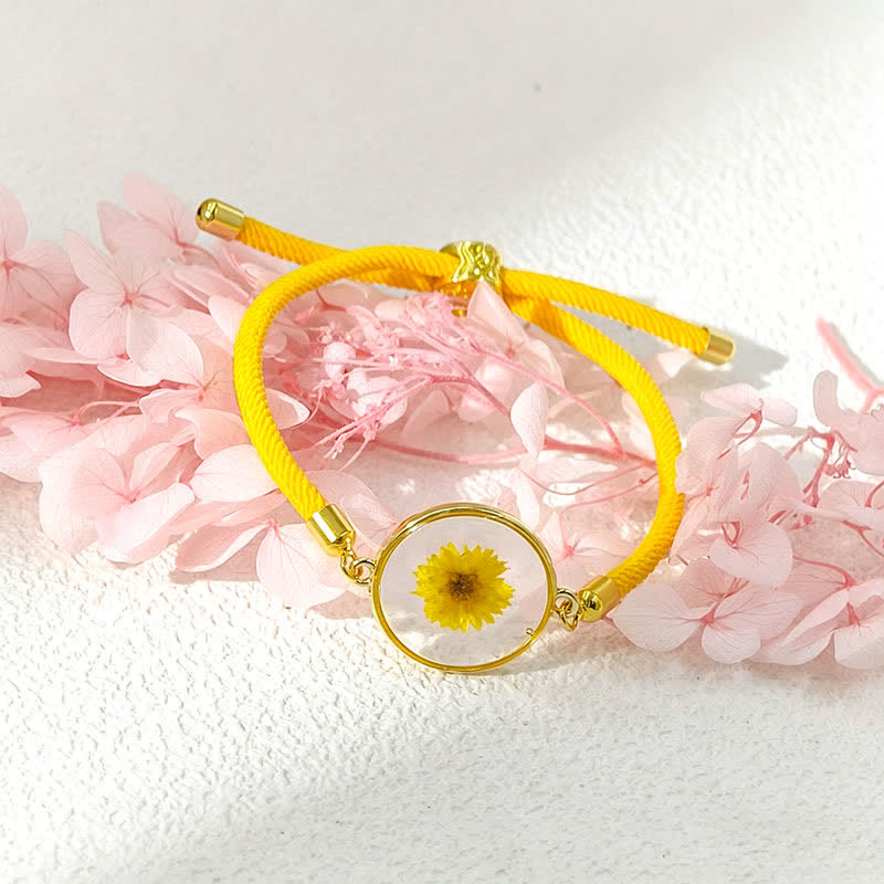 Buddha Stones Bracelet en résine fait main avec fleur de naissance et corde tressée ajustable - Marigold (Tour de poignet : 17–22 cm) - image 12