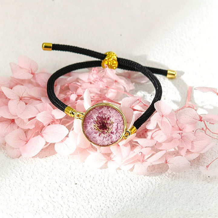 Buddha Stones Bracelet en résine fait main avec fleur de naissance et corde tressée ajustable - Chrysanthème (Tour de poignet : 17–22 cm) - image 13