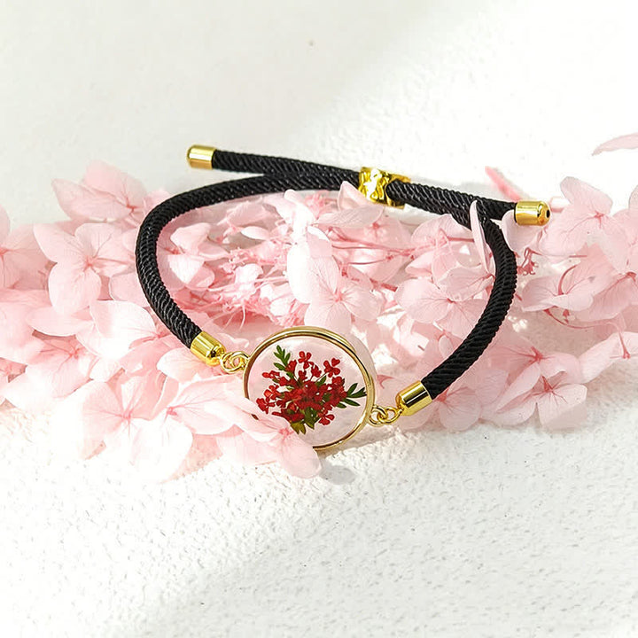 Buddha Stones Bracelet en résine fait main avec fleur de naissance et corde tressée ajustable - Holly (Tour de poignet : 17–22 cm) - image 14
