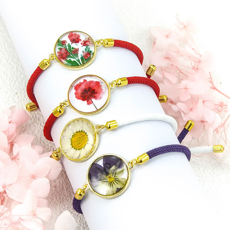 Buddha Stones Bracelet en résine fait main avec fleur de naissance et corde tressée ajustable - image 15