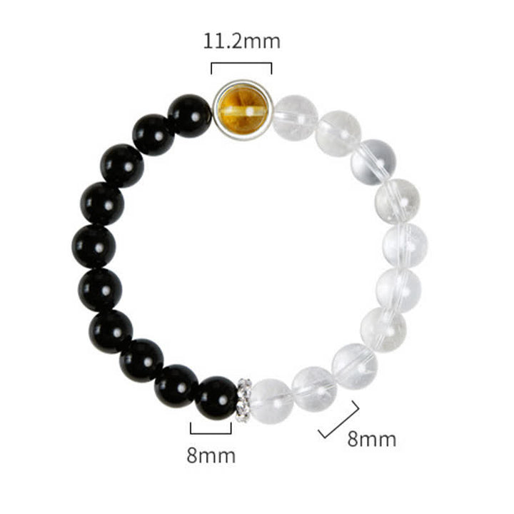 Buddha Stones Bracelet de protection en quartz clair et obsidienne noire - image 8