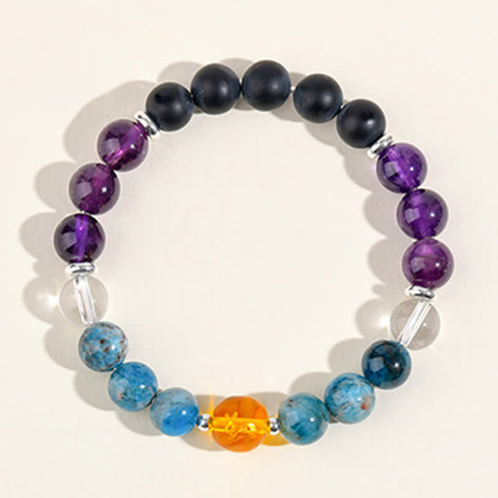 Buddha Stones Bracelet de protection en obsidienne argentée et cristaux naturels, symbole du zodiaque chinois - image 14
