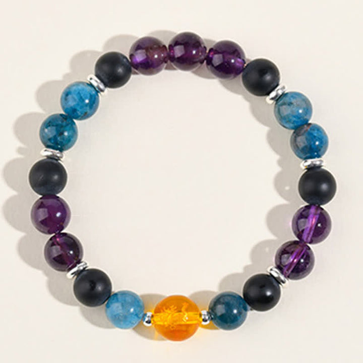 Buddha Stones Bracelet de protection en obsidienne argentée et cristaux naturels, symbole du zodiaque chinois - image 29