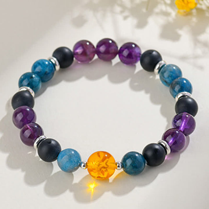 Buddha Stones Bracelet de protection en obsidienne argentée et cristaux naturels, symbole du zodiaque chinois - image 30