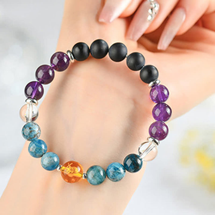 Buddha Stones Bracelet de protection en obsidienne argentée et cristaux naturels, symbole du zodiaque chinois - Lapin (Tour de poignet : 15–16 cm) - image 13