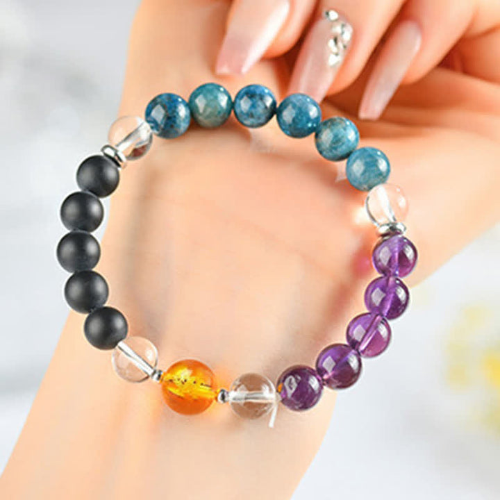 Buddha Stones Bracelet de protection en obsidienne argentée et cristaux naturels, symbole du zodiaque chinois - Cochon (Tour de poignet : 15–16 cm) - image 47