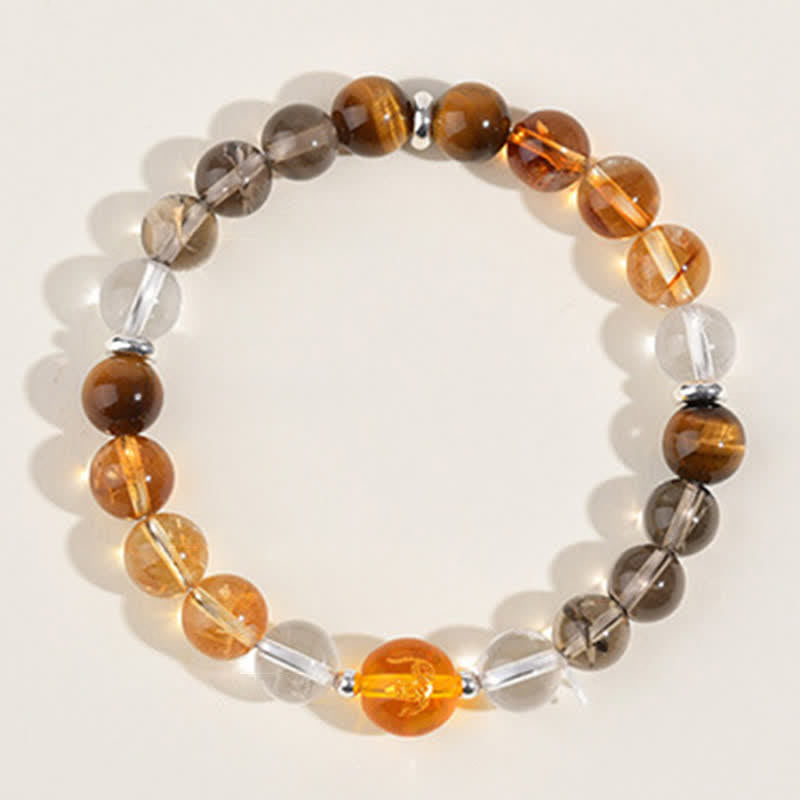 Buddha Stones Bracelet de protection en obsidienne argentée et cristaux naturels, symbole du zodiaque chinois - image 24