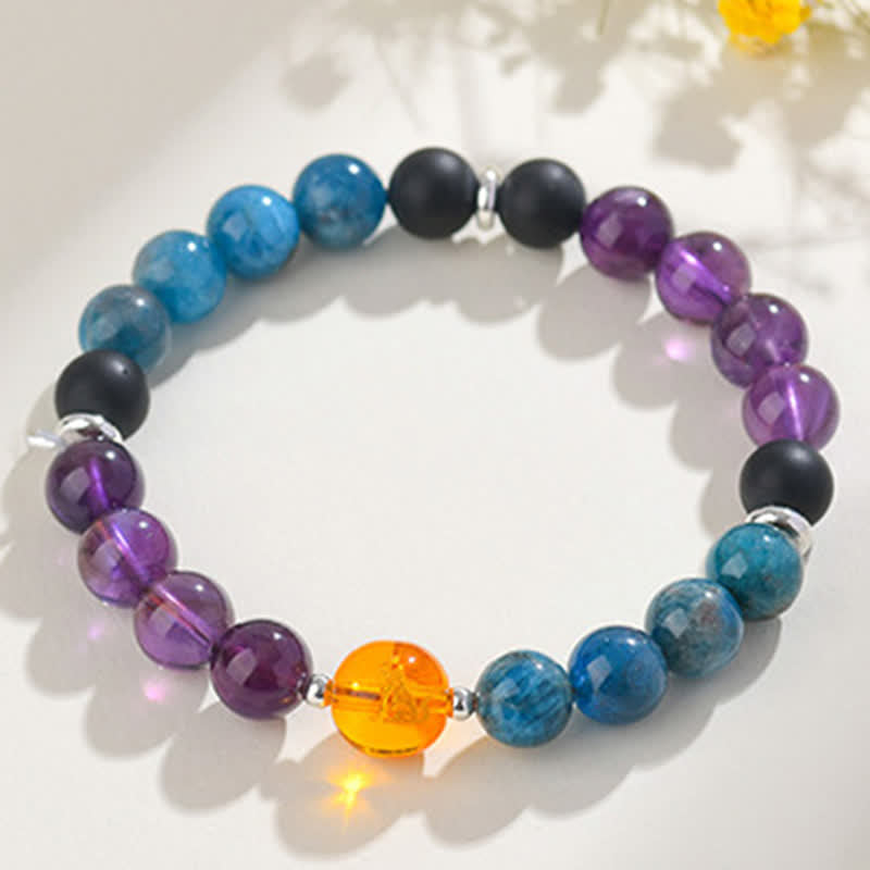 Buddha Stones Bracelet de protection en obsidienne argentée et cristaux naturels, symbole du zodiaque chinois - image 46