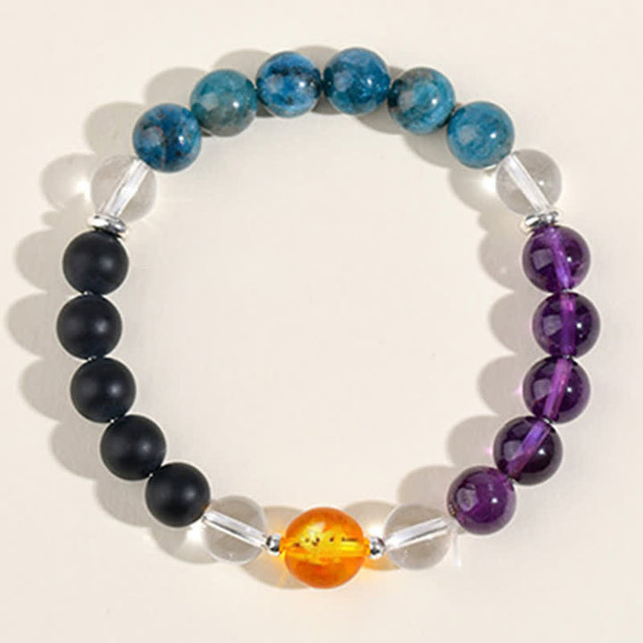 Buddha Stones Bracelet de protection en obsidienne argentée et cristaux naturels, symbole du zodiaque chinois - image 48