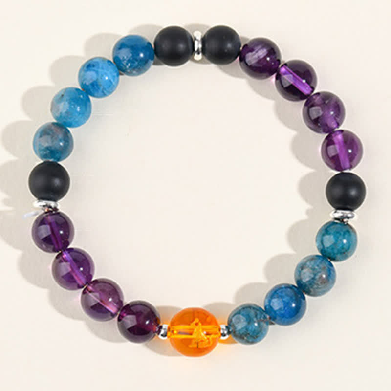 Buddha Stones Bracelet de protection en obsidienne argentée et cristaux naturels, symbole du zodiaque chinois - image 45