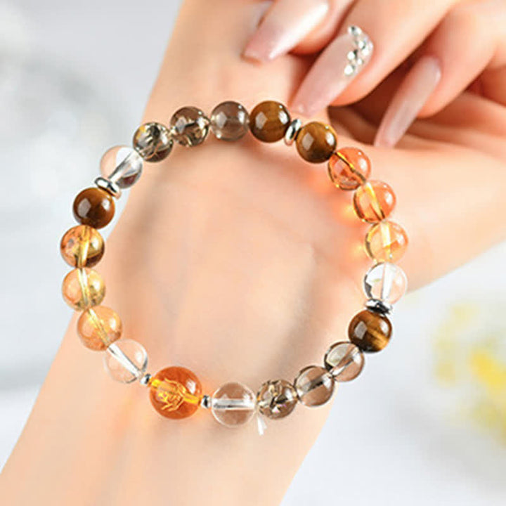 Buddha Stones Bracelet de protection en obsidienne argentée et cristaux naturels, symbole du zodiaque chinois - Tigre (Tour de poignet : 15–16 cm) - image 23