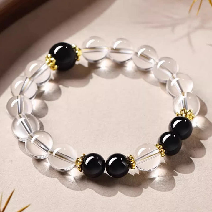 Buddha Stones Bracelet de guérison en perles de quartz clair naturel - image 2
