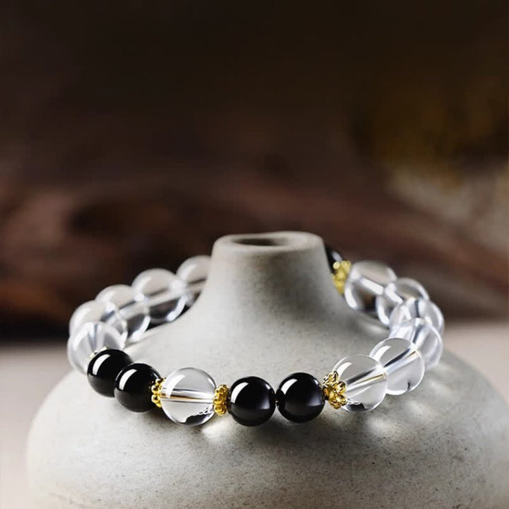 Buddha Stones Bracelet de guérison en perles de quartz clair naturel - image 3