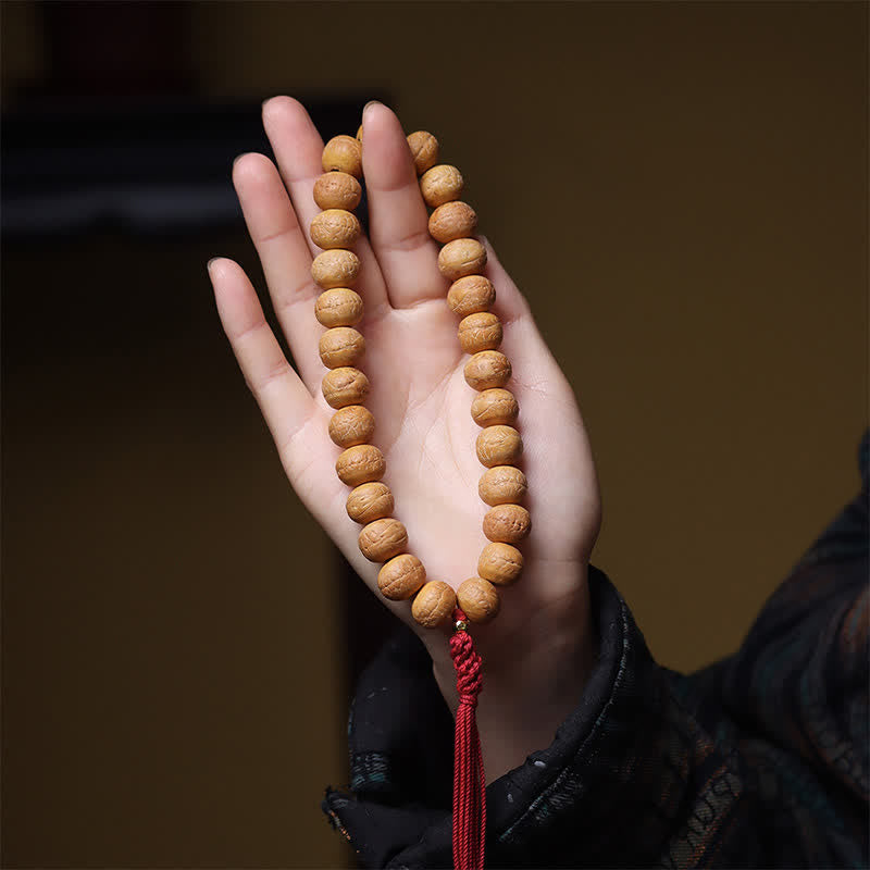 Buddha Stones Mala de poignet tibétain à pompon gravé, orné de la sagesse de l'œil de phénix et de Bodhi - image 4