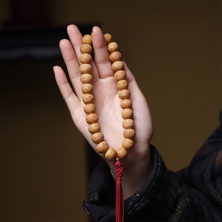 Buddha Stones Mala de poignet tibétain à pompon gravé, orné de la sagesse de l'œil de phénix et de Bodhi - image 4